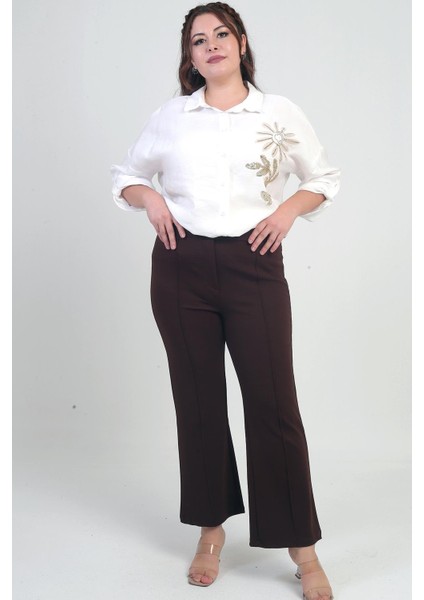 Kadın Beli Lastikli En Boy Likralı Örme Krep Çımalı Büyük Beden Palazzo Pantolon fiyatları