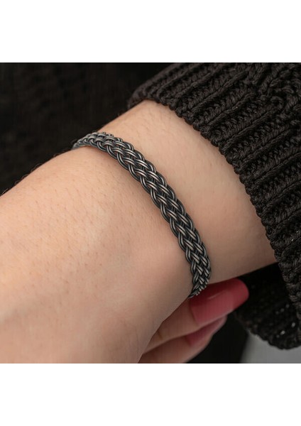 Örgü Kazaziye 925 Ayar Gümüş Bileklik