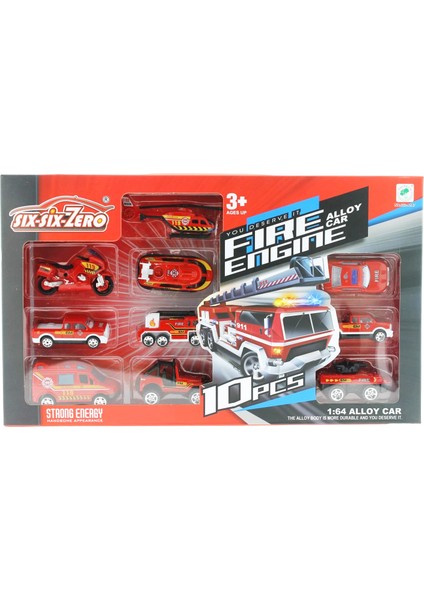 10'lu Die Cast Metal Itfaiye Araçları Seti