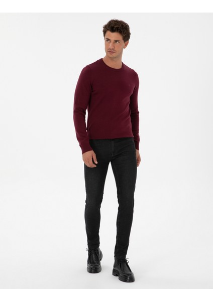 Erkek Mor Slim Fit Bisiklet Yaka Basic Triko Kazak 50315509-VR177 fırsatları