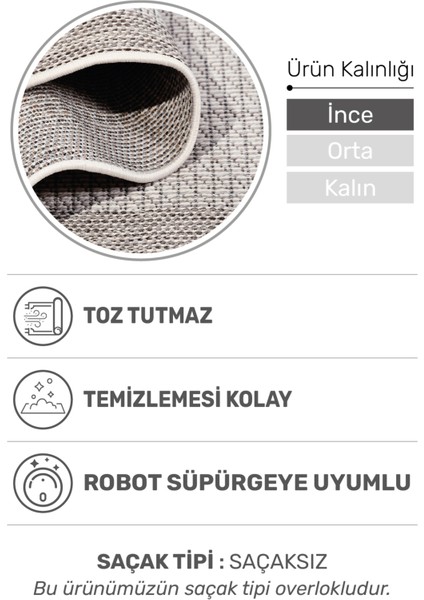 Sisaletta Jüt Görünümlü Sisal Dokuma Modern Kilim | Tozumaz, Robot Süpürge Uyumlu fiyatları