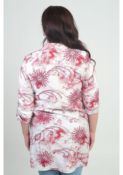 Kadın Kol Katlamalı Batik Desenli Büyük Beden Uzun Gömlek fırsatları