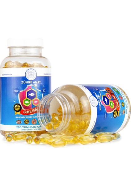 Omega 3 Balık Yağı 200 Adet 1300 mg Trigliserit Form DHA ve EPA İçerikli Yumuşak Kapsül