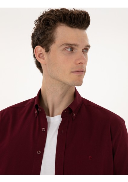 Erkek Bordo Regular Fit Uzun Kollu Gömlek 50316736-VR014 fiyatları
