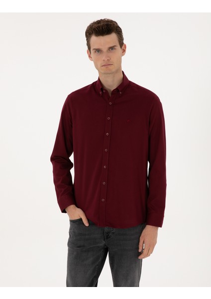 Erkek Bordo Regular Fit Uzun Kollu Gömlek 50316736-VR014 modelleri