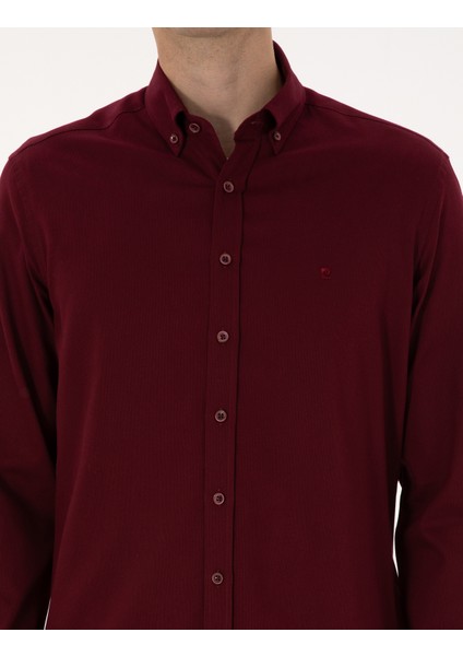 Erkek Bordo Regular Fit Uzun Kollu Gömlek 50316736-VR014