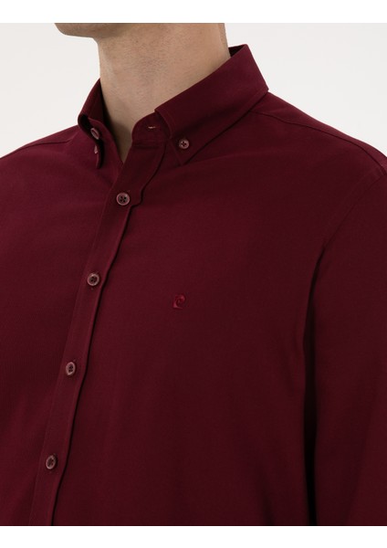 Erkek Bordo Regular Fit Uzun Kollu Gömlek 50316736-VR014