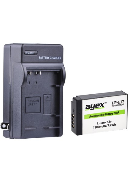 LP-E17 Batarya + Şarj Cihazı Seti Canon Eos Rp, R100, R50, R8, 77D, 750D, 760D, 800D, 850D, M3, M5, M6 Mark Iı ile Uyumlu