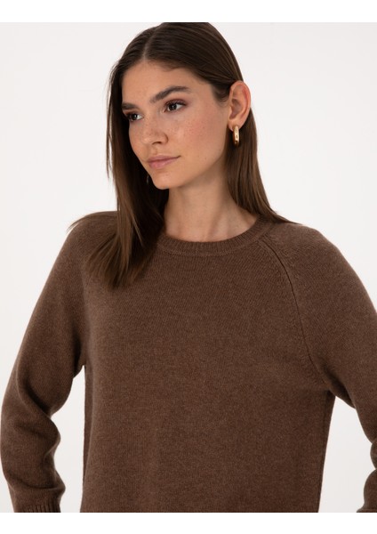 Kadın Kahverengi Comfort Fit Yün Karışımlı Kazak 50316659-VR029 fiyatları