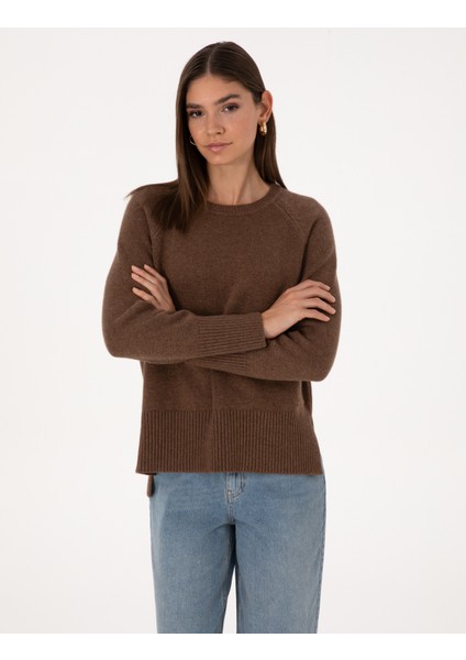 Kadın Kahverengi Comfort Fit Yün Karışımlı Kazak 50316659-VR029 modelleri