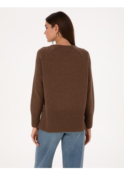 Kadın Kahverengi Comfort Fit Yün Karışımlı Kazak 50316659-VR029 indirimleri