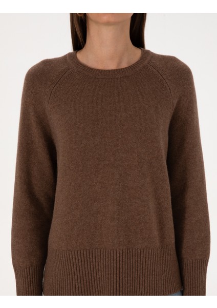 Kadın Kahverengi Comfort Fit Yün Karışımlı Kazak 50316659-VR029