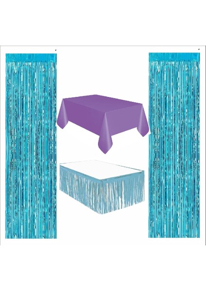Mor Masa Örtüsü, Mavi Masa Eteği, 2 Mavi Arka Fon