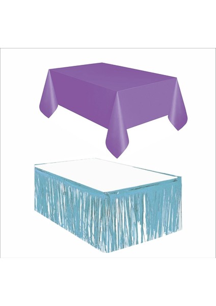 Mor Masa Örtüsü, Mavi Masa Eteği, 2 Mavi Arka Fon fiyatları