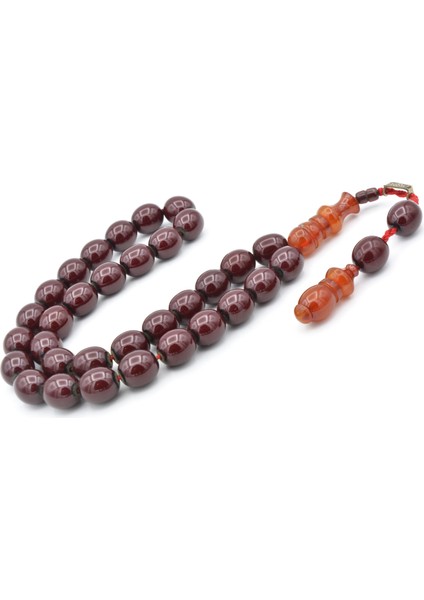 Dabbas Imzalı Beyzi Kesim Bordo Sıkma Kehribar Tesbih Iri Boy fiyatları