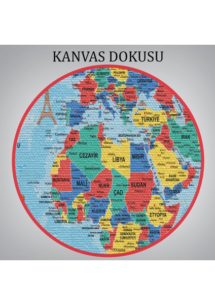 Türkçe Dünya Haritası Kanvas Tablo Son Derece Detaylı ve DEKORATIF-2020