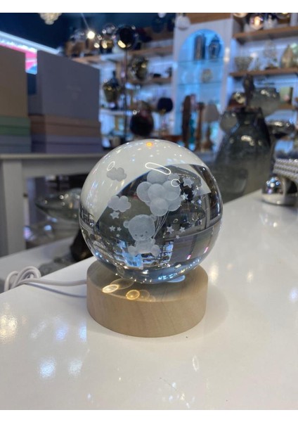Ayıcık Cam Işıklı Dekoratif Küre 7cm