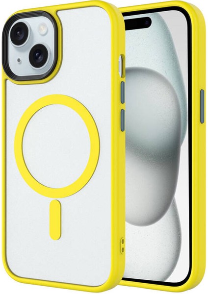iPhone 15 Plus Kılıf Magsafe Özellikli ve Şerit Renkli Premium Tpu Silikon Kapak Ryc/flet