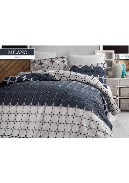 Mavi Geometrik Desenli Çift Kişilik Nevresim Takımı – Modern & Göz Alıcı Tasarım