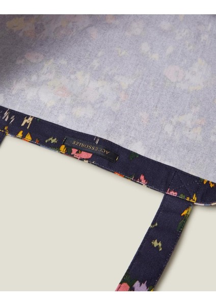 Floral Prınted Shopper Navy modelleri