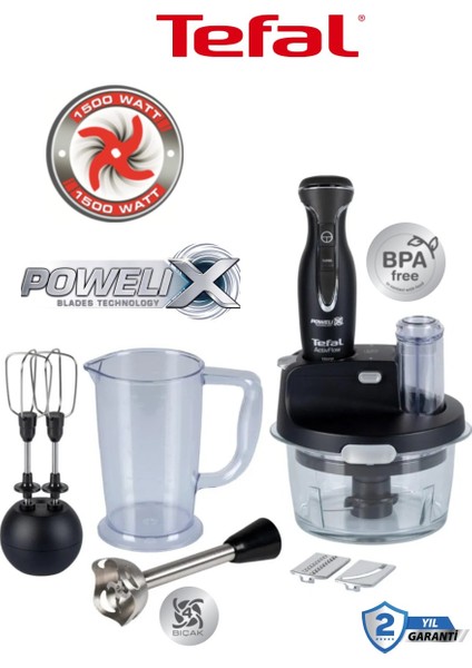 Dilimleyici ve Rende 4 Bıçaklı Powelix 1500W Güç 1,5 Litre Cam Hazneli Mutfak Robotu + Hassas Mutfak Tartısı