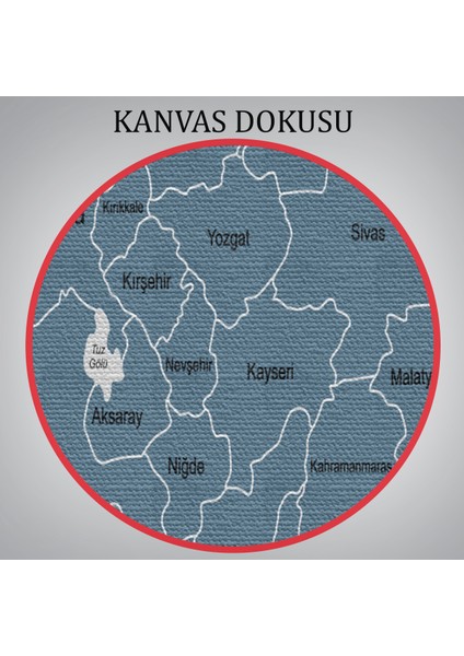 Türkiye Haritası Kanvas Tablo Sınır Komşulu Eğitici ve Öğretici Dekoratif Tablo 3093
