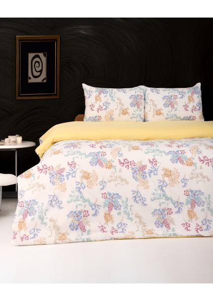 Çiçek Çift Kişilik Lastikli Çarşaf Nevresim Takım