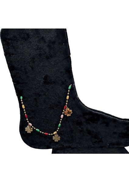 Gold Renkli Yonca Model Kadın Paslanmaz Çelik Halhal