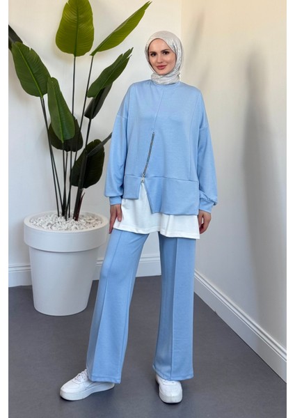 Skylar Alt Kısmı Fermuarlı Içlikli Takım Buz Mavisi