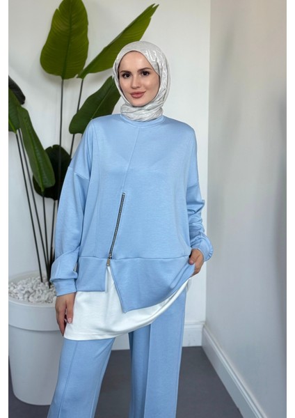 Skylar Alt Kısmı Fermuarlı Içlikli Takım Buz Mavisi fiyatları
