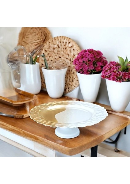 Salda Ayaklı Sunum Tabağı, 33 Cm, Şık ve Modern Tasarım, Ideal Sunumlar Için.