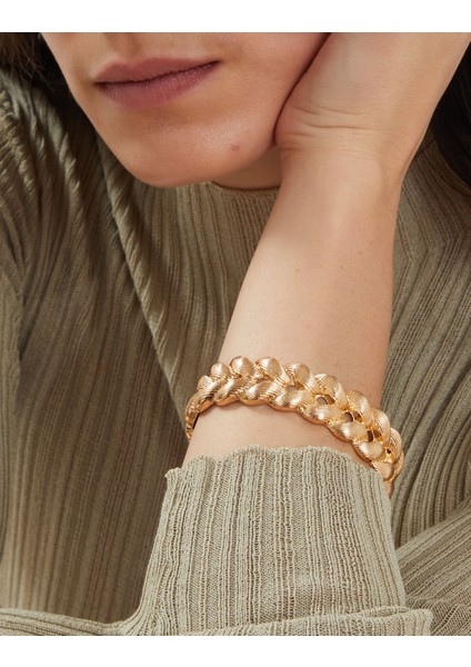 Textured Plaıt Bangle Gold