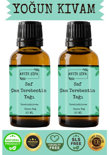 Çam Terebentin Yağı - (2 x 20 Ml) %100 Seyreltilmemiş, Doğal