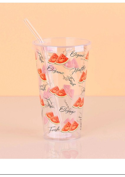 Desenli Plastik Pipetli Bardak 16 cm 1 Adet -ENF-040 modelleri