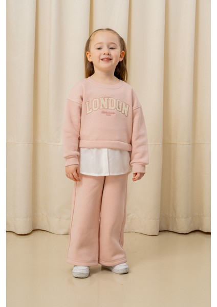 Kız Çocuk London Nakışlı Şardonlu 2 Li Takım - 3266/3265