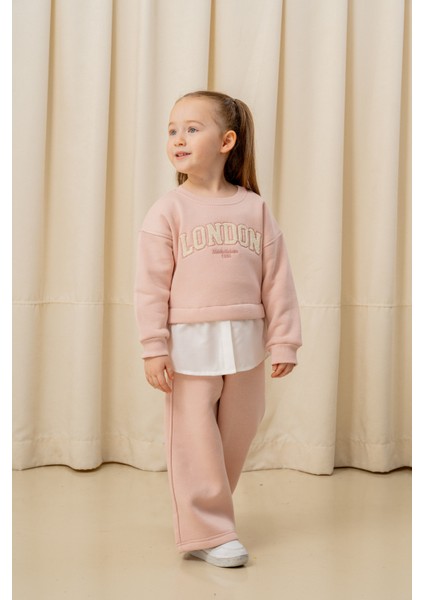 Kız Çocuk London Nakışlı Şardonlu 2 Li Takım - 3266/3265