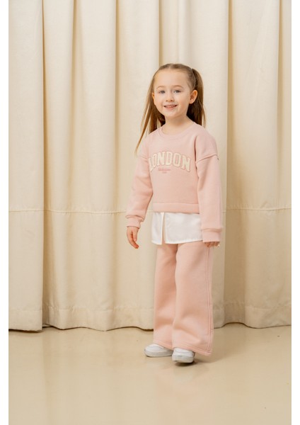 Kız Çocuk London Nakışlı Şardonlu 2 Li Takım - 3266/3265