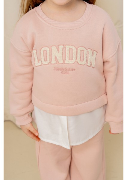 Kız Çocuk London Nakışlı Şardonlu 2 Li Takım - 3266/3265