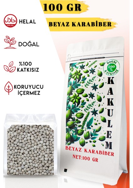 Sertifikalı 100 gr Katkısız Ak Biber Beyaz Tane Karabiber