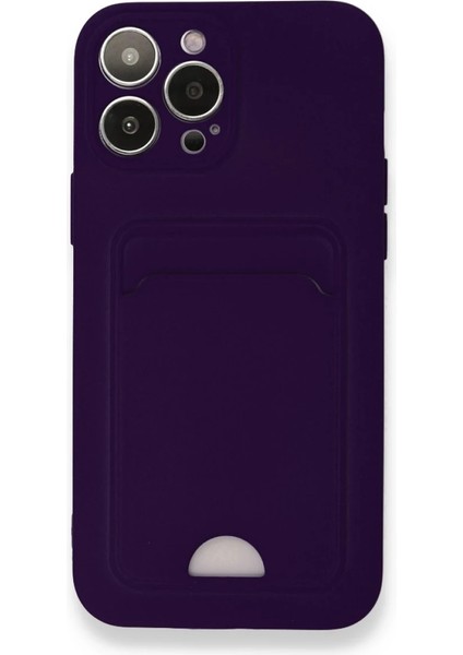 Apple iPhone 13 Pro Kılıf Card Flex Kılıf (Kartlıklı) - Derin Mor