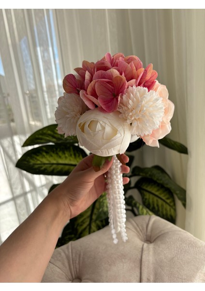 Incili Soft Renkler Gelin Buketi modelleri