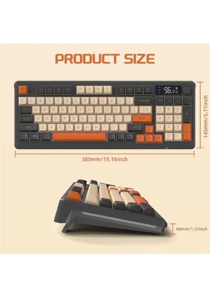 Kablosuz Oyuncu Klavyesi Freewolf M96 2.4g Bt5.0 Çift Bağlantılı Tft LED Ekranlı Reinbow Gaming Oyuncu Klavye