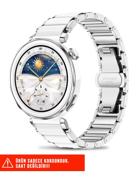 Huawei Watch Gt6 41MM / Gt5 41MM / Gt5 Pro 42MM / Gt4 41MM Uyumlu Paslanmaz Çelik Baklalı Metal Kordon 18MM