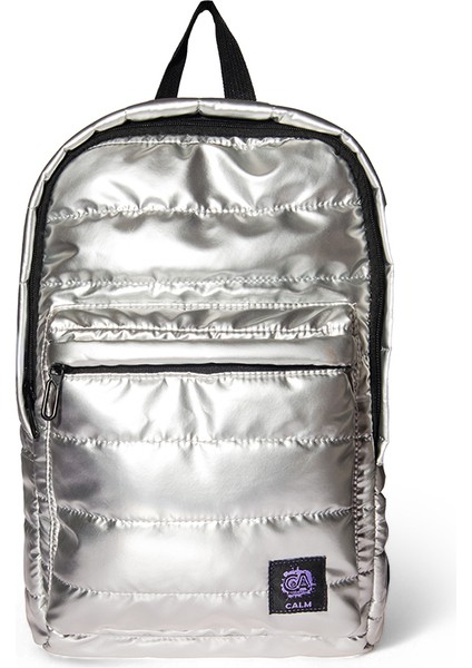Moods Up Calm Kapitone Su Geçirmez Kumaşlı Okul ve Laptop Sırt Çantası Gümüş Renk