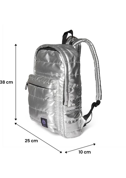 Moods Up Calm Kapitone Su Geçirmez Kumaşlı Okul ve Laptop Sırt Çantası Gümüş Renk fırsatları