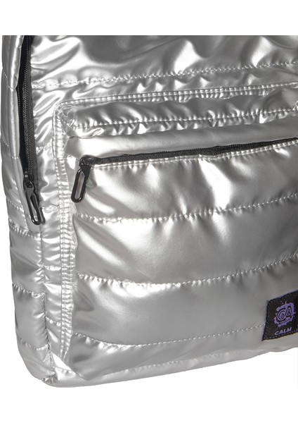 Moods Up Calm Kapitone Su Geçirmez Kumaşlı Okul ve Laptop Sırt Çantası Gümüş Renk indirimleri