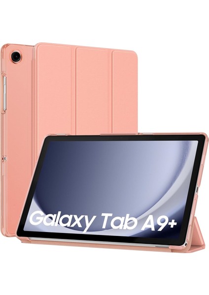 Samsung Galaxy Tab A9 Plus 11 Inç Kılıf Smart Uyku Modlu Standlı Şeffaf Kapaklı SM-X210 (Uyumlu)