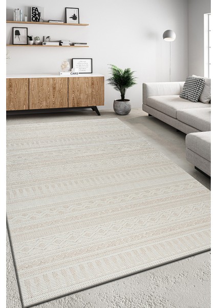 Dekoratif Loop Sisal Halı Tozumaz Polipropilen Dokuma Taban Modern Koridor Oda Halısı Bej