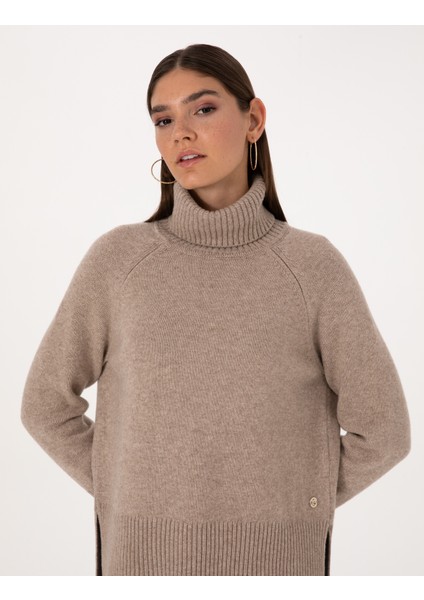 Kadın Vizon Comfort Fit Yün Karışımlı Kazak 50316667-VR052 fiyatları