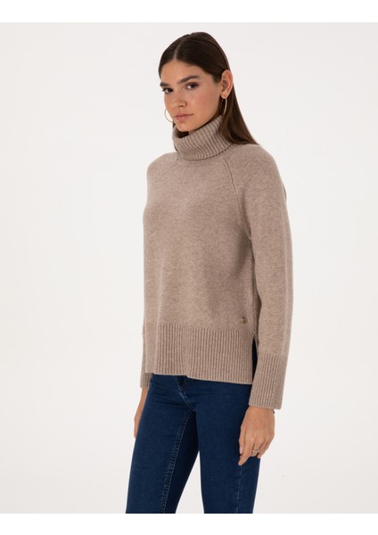 Kadın Vizon Comfort Fit Yün Karışımlı Kazak 50316667-VR052 modelleri